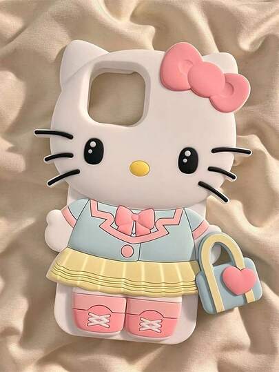 Sanrio 1pc Fashionable Creative Kitty Cat Silicone Waterproof Shockproof Phone Case, Compatible With Apple 17 Series, 11/12/12 Pro, 13/14/15, 13 Pro/14 Pro/15 Pro, 12 Pro Max/13 Pro Max/14 Pro Max/15 Pro Max, 16, 16 Pro, 16 Pro Max, 17, 17 Pro, 17 Pro Max