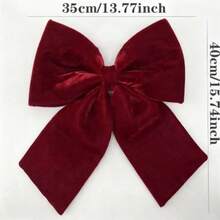 1 Large Christmas Velvet Bow Decoration, Christmas Tree Bow, Large Velvet Christmas Decoration Bow, Classic Christmas Tree Red Bow, Gift Packaging, Wedding, Thanksgiving, New Year, Valentine's Day - Burgundy - View 4
