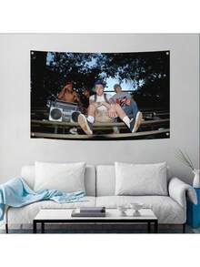 KIDS Poster Flag 3x5 Feet Funny Rapper Tapestry Polyester HD Printing For Outdoor Garden College Dorm Cave Room Wall Decration, 36x60 Decoration Multicolor Design - 彩色 - 查看 2