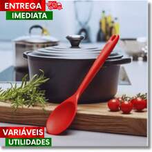 Jogo 06 colher de silicone  28CM Durabilidade para sua cozinha Utilidade para sua Receita Premium - JOGO 06 COLHER DE SILICONE - Visão 4