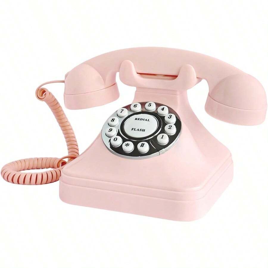 HAWTCorded Pink Retro Landline Home Phone Basic Pink Decorative Analog Telephone Set Senior Phone For Home/Office/Hotel - Hồng - Xem 1