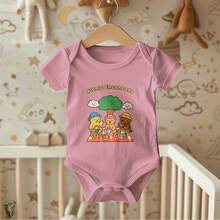 Baby Bodysuit With Animal Picnic Design | Cute High-Definition Print - Baby Pink - View 2