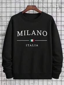 Print Long Sleeve Round Neck Sweater   Casual Formal Wear Italian Inspired Vertical Stripe Pattern Machine W (2) - màu đen - Xem 1