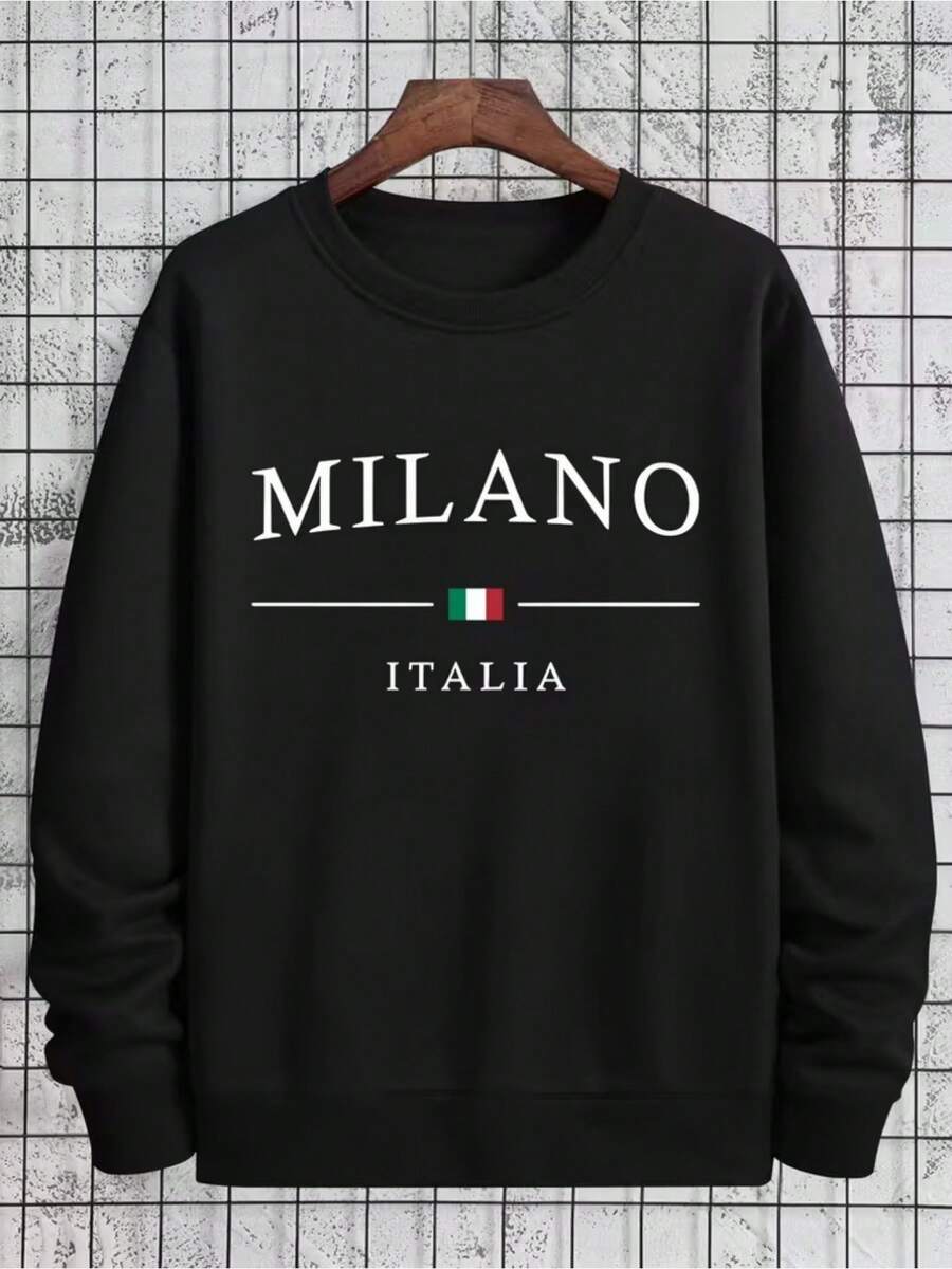 Print Long Sleeve Round Neck Sweater   Casual Formal Wear Italian Inspired Vertical Stripe Pattern Machine W (2) - màu đen - Xem 1