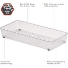 WSXC Diversified Hexa Drawer Organizer Tray Modern Kitchen Cutlery Utensil Silverware Holder Cabinet Storage 6 X 12 Clear Frost - ClearFrost - Xem 2