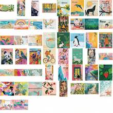 50PCS Watercolor Aesthetics Stickers Cute Cartoon Sticker Pack Preppy Stickers Small Stickers Inspirational Animal Plant Poster Holiday Stickers Waterproof Stickers For Skateboard Luggage Laptops Bumper Theme Party Supplies - Multicolor - View 9