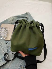 TIANDINGYU Women's Crossbody Bag, Fabric Drawstring Bucket Bag, Casual Street Style Shoulder Bag, Shopping Tote Bag, Large Capacity Japanese Style Bucket Bag, Minimalist Fashion Canvas Bag, Work Commuter Bag