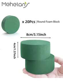 MEHELANY 20Pcs/10Pcs/4Pcs/1Pc/Pack 8cm/3.15" Green Round Floral Foam Blocks,Wet And Dry Floral Foam Flower Arrangement Kit For Wedding,Party Decor,DIY Crafts,Artificial And Real Flower Arrangements, Flower Decor, Packaged Bouquets, DIY Flower Basket Decorations, Christmas Thanksgiving Decor, Xmas Wreath Decor