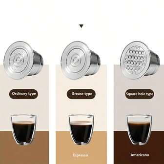 1个不锈钢可重复使用咖啡胶囊，适用于咖啡机 - 滴滤杯，必备咖啡配件，杯子/勺子/刷子套装 - 粉末填充器，提升咖啡风味，完整的咖啡机配件
