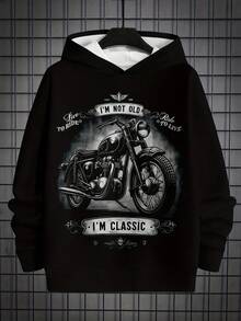 Herren Kapuzenjacke - Vintage Motorradstil und Motto Ich bin nicht alt, nur Old School - Schwarzes Sweatshirt für Biker, lässige Urban Kleidung (maschinenwaschbar), pflegeleicht, strapazierfähiger Stoff, Retro-Stil, klassisches Kleidungsstü, Urban Mode VPBW - Schwarz - Übersicht 3