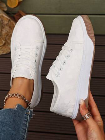 Women's New Fashionable Solid Color Sneakers, Suitable For Outdoor, Vacation, Office, And School, Non-Slip And Wear-Resistant, Comfortable And Fashionable, Versatile Sports Casual