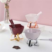 巧克力涂层套装，巧克力浸涂，甜点盛装，装饰盘，优雅呈现，不粘材质，光滑表面，涂层碗，巧克力加热器 - 彩色 - 查看 4