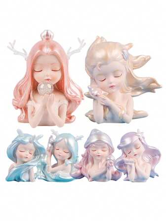 Artesanías con temática de sirena y océano, regalos perfectos para decoraciones de repostería en forma de corazón, figurita miniatura de niña marina linda como decoración de oficina o regalo de cumpleaños