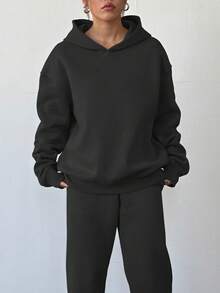 Customized Women's Hoodie And Sweatpants Set - Customizable With Unique Patterns And Text - Black - View 5