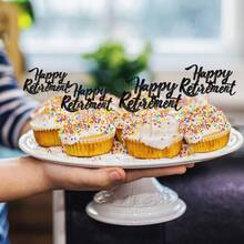 12 pezzi Decorazioni per cupcake per il pensionamento, Topper per cupcake con scritta "Buon Pensionamento" in glitter nero/blu/oro rosa/oro/argento, per decorazioni di torte e feste di pensionamento - Multicolore - Visualizzare 10