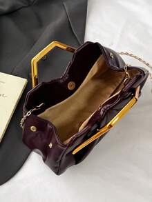 Túi xách nữ xếp ly, túi đeo vai sang trọng thanh lịch với dây xích kim loại trang trí, thích hợp cho mua sắm, hẹn hò, dự tiệc, màu đỏ rượu vang. - Màu Đỏ Sâu - Xem 7