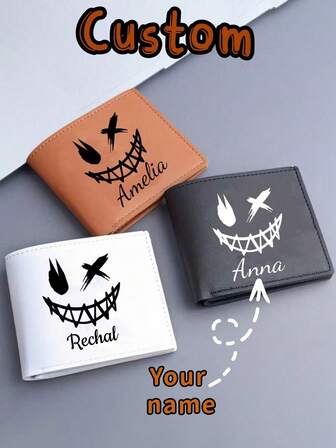 Billetera exclusiva personalizada, bolsa de almacenamiento, con estampado de pequeño diablo, se puede imprimir con nombres personalizados o saludos festivos. Mochila multifuncional de moda y casual, adecuada para la vida diaria, viajes, compras