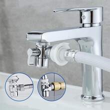 1pc Universal Three-Way Water Valve, Zinc Alloy Faucet Distributor, Silver Metal Sink Faucet Accessory, No Power Required, Standard Thread, Easy To Install ﻿ - Silver - View 3