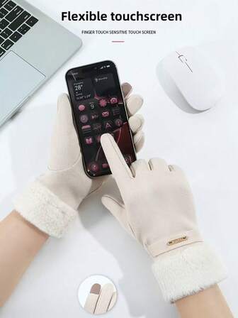 1 par de guantes de ciclismo forrados térmicos - Compatibles con pantalla táctil, con soporte para la muñeca antideslizante y engrosados para mantener el calor, para ciclismo de carretera/montaña, unisex