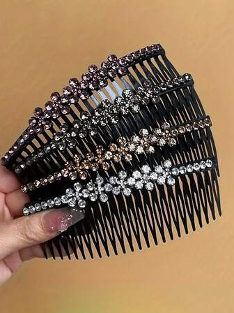 4 st eleganta hårspännen med strassblommor för kvinnor - halkfria, formaldehydfria, lämpliga för lockigt och tjockt hår, lugg och knut, hårspännen mot friss