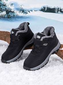 Autumn/Winter Casual Sports Shoes, Teenager & Couple Shoes, Campus Student Outdoor Sports Running Shoes, Hiking Shoes, Snow Boots, Wear-Resistant Anti-, Convenient Hook And Loop Closure - Black - View 9