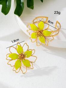 1 Bộ vòng tay, vòng tay, nhẫn đính đá hình học 3D thời trang cổ điển, quà tặng dự tiệc cho phụ nữ - màu xanh lá - Xem 4