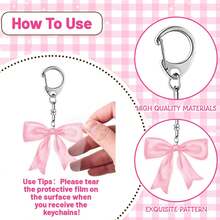 12个粉色蝴蝶结钥匙扣，适用于粉色蝴蝶结主题派对、粉色蝴蝶结生日派对、魅力生日派对、迎婴派对、粉色单身派对、家庭聚会、新娘派对、婚礼、礼品袋填充物、儿童圣诞礼物、性别揭晓派对用品、迎婴派对宾客礼物等。 - 彩色 - 查看 3