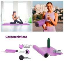 Tapate para Yoga Pilates y Ejercicio - Antideslizante Acolchonado y Portatil para Interior y Exterior 185cm - Violeta - Ver 1