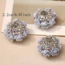 5pcs/10pcs/Pack Mixed Color 3D Simulated Rose Flower Rhinestone Chain Flat Bead Floral Ball, Jewelry Making Beading Craft Kit