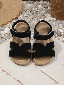 1 Pair Kids Open Toe Anti-Slip Beach Sandals, Soft Bottom Casual Slip-On Slippers For Boys & Girls - Black - View 4