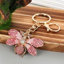 水钻金属昆虫飞蛾创意钥匙扣，适用于汽车包包