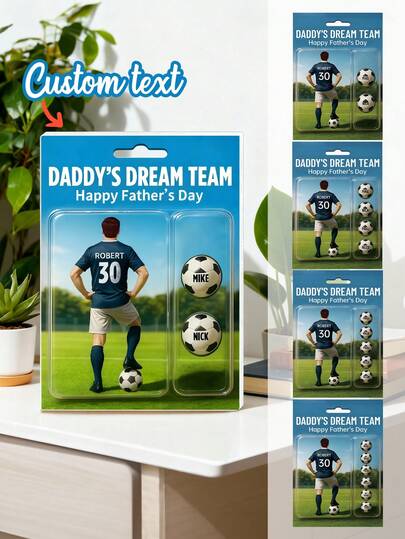 1pc Custom Personalised Football Dad Display Plaque – Custom Father'S Day Gift,Carve Name On A Football Plaque,Daddy'S Dream Team-Happy Father'S Day,Personalized Gifts