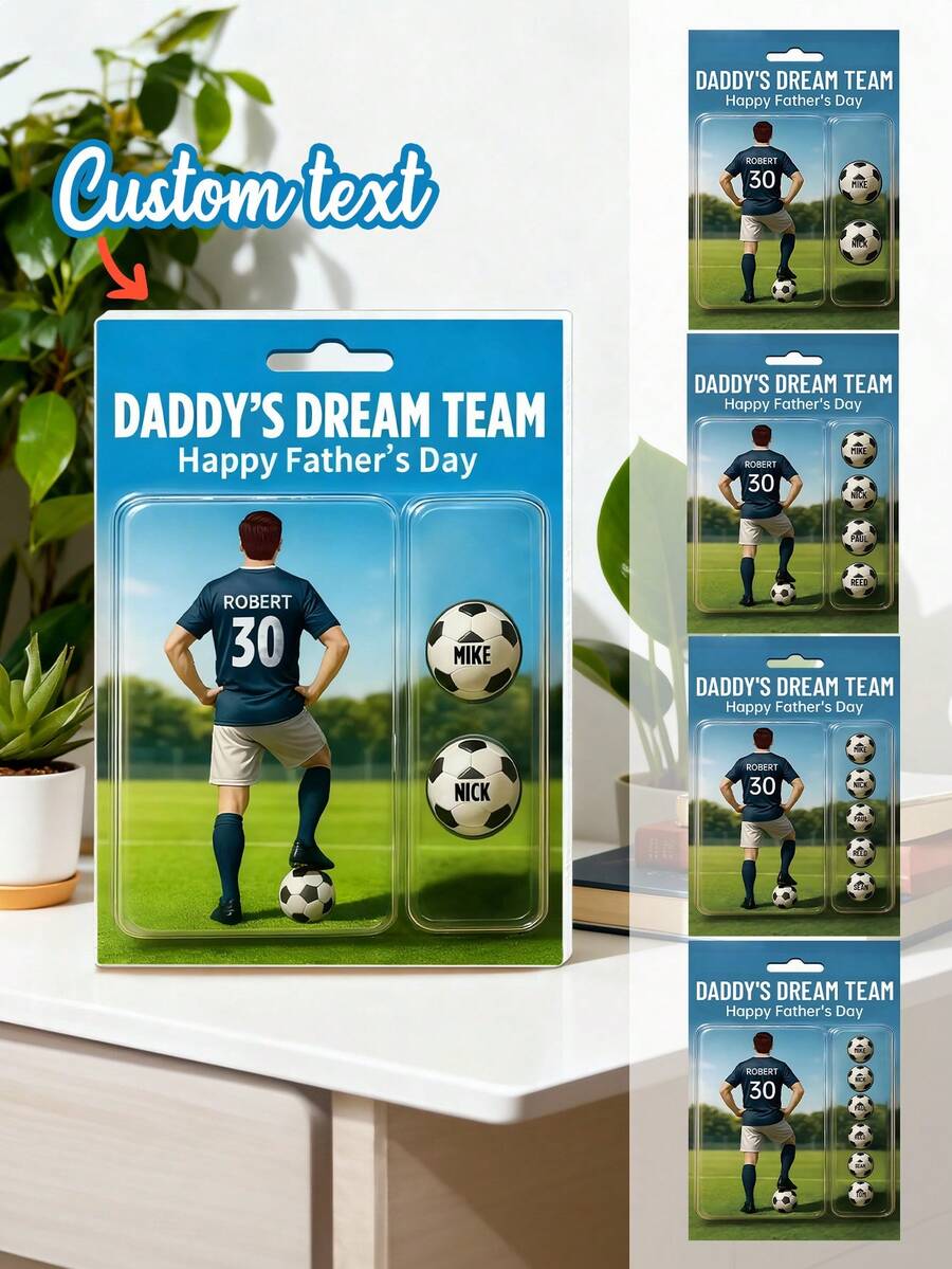 1pc Custom Personalised Football Dad Display Plaque – Custom Father'S Day Gift,Carve Name On A Football Plaque,Daddy'S Dream Team-Happy Father'S Day,Personalized Gifts