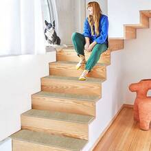 防滑楼梯垫，室内自粘式踏步垫，四季通用家居装饰楼梯垫，冬季保暖防滑楼梯垫，可选1/7/15片装，适用于室内木质台阶，可水洗重复使用，是儿童、老人和宠物的理想之选，防止宠物和老人滑倒，装饰性楼梯垫 - 彩色 - 查看 10