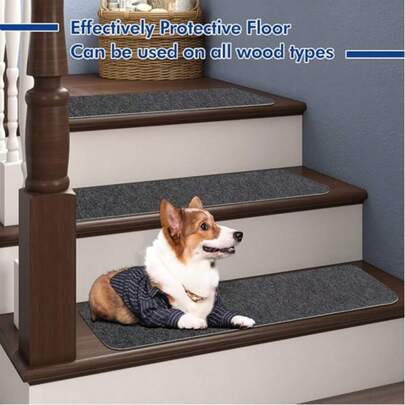Non - Slip Stair Treads Mats, Indoor Step Mats With Self - Adhesive Backing, All - Season Home Decor Stair Treads Mats , Winter Warm - Keeping And Non - Slip Stair Mats, Available In 1/7/15 Pieces, Suitable For Indoor Wooden Steps, Washable And Reusable, Ideal For Kids, Elders And Pets, Prevent Pets And Elders From Slipping, Decorative Stair Treads Mats