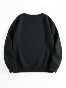 Lover Graphic Crew Neck Sweatshirt Cozy Light Gray Casual Pullover For-1 (2) - Black - View 2