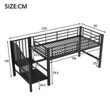 Semi-High Loft Bed 90 X 200 With Storage Ladder, Black - Black + Medium Density Fiberboard + Metal - View 11