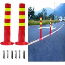 Columna De Advertencia 30in Tall Traffic Barrier Cones Traffic Delineator Post 2Pc/ Flexible Traffic Delineator Posts Safety Cones With Reflective Band For Parking Lot and Construction Lot Color : 3PSafety Cones & Barriers - 3 piezas - Ver 1