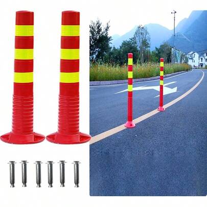 Columna De Advertencia 30in Tall Traffic Barrier Cones Traffic Delineator Post 2Pc/ Flexible Traffic Delineator Posts Safety Cones With Reflective Band For Parking Lot and Construction Lot Color : 3PSafety Cones & Barriers