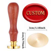1PC 3x2cm Oval Personalized Wax Seal Stamp-Sealing Wax Stamp With Wooden Handle Custom Wax Seal Stamp For Crafting, Envelopes, Gift Wrap Graduation Gifts And Wedding Invitation - 20x30mm Oval - View 2