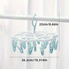 [Rotating Clothes Rack]Drying Rack 360° Rotating Hooks, Durable Plastic Sun-Drying Clothes Rack | Multi-Directional Drying, Space-Saving Laundry Tissue, Enhanced Grip Clips - Suitable For Socks, Bras, Underwear - Multicolor - View 12