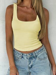 GAOVOT 女士纯色性感Y2K风格休闲/工作衬衫，夏季 - 黃色 - 查看 4