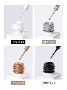 2 piezas de 12ml Esmalte de uñas en gel metálico plateado y platino Y2K, esmalte de uñas en gel UV removible con rayas de brillo dorado para manicura francesa, esmalte de uñas en gel para pintar líneas, uso en salón esmalte de uñas semi-permanente DIY regalo de manicura, esmalte de uñas de larga duración con borde punteado en negro, blanco, plateado, platino, arte de uñas gótico mariposa Año Nuevo - Multicolor - Ver 6