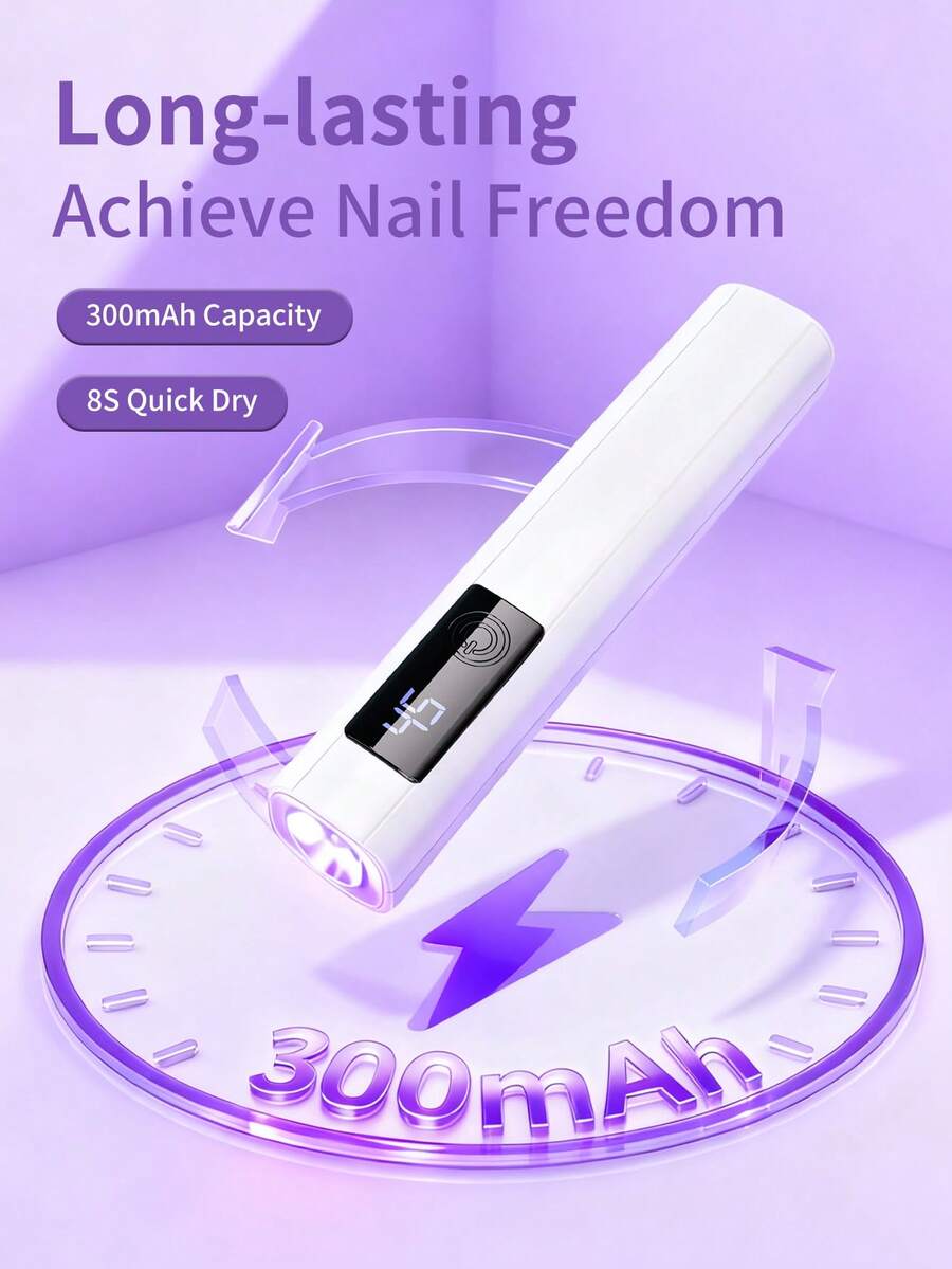 XEIJAYI 1 đèn UV cầm tay có màn hình hiển thị, thích hợp cho làm móng gel, đèn móng mini, máy sấy móng LED di động, máy sấy móng USB, dụng cụ chăm sóc móng và chân nhanh khô