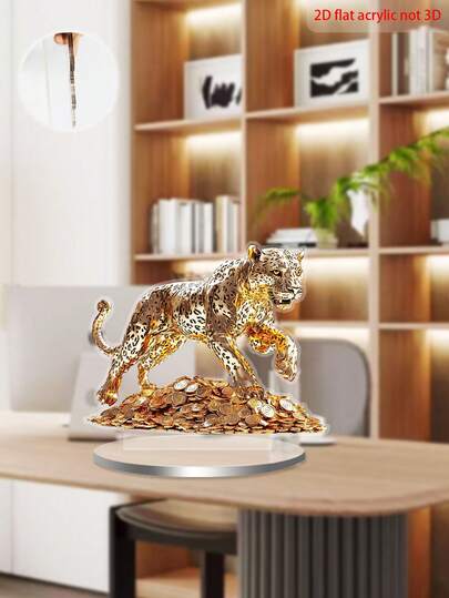 تمثال نمر أكريليك ساحر مع عملات معدنية، تحفة فنية بوهيمية، لا يحتاج إلى كهرباء، ديكور غرفة متعدد الاستخدامات، مثالي كهدية لعيد الأضواء، كرنفال المردي غرا، عيد الحب، للمنزل والمكتب وديكورات الحفلات