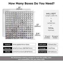 Peel And Stick Mirror Glass Mosaic Tile 3/4 Inch Sier Square Crystal Diamond Mirror Tile Backsplash For Kitchen Bathroom Wall Pack Of 5 Sheets - PeelandStick13面 - 查看 3