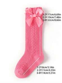 1 Pair Women's Bow Decor Colorful Lace Mid-Calf Socks, Suitable For Daily Wear - Multicolor - View 4