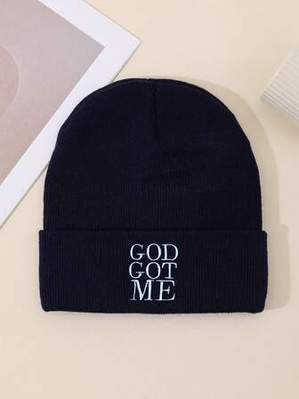 3/1 Pc Men's Outdoor Casual Fashion 'GOD GOT ME' Embroidered Personalized Four-Season Warm And Comfortable Newsboy Cap, Unisex Knit Hat
