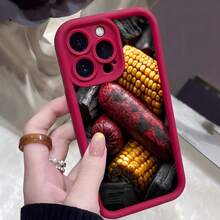 Black Corn And Pumpkin Design Phone Case For IPhone 14 Pro Max, Rustic Style, Kitchen Decor - Black - View 3