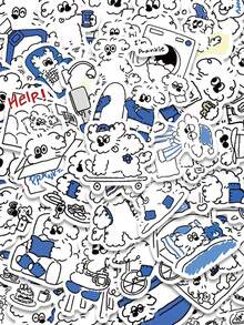 65pcs Naughty Little Dog Sticker Cute Funny Decal For Phone Luggage Diary Guitar Envelope Label DIY Sticker Holiday Gift